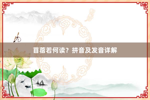苜蓿若何读？拼音及发音详解
