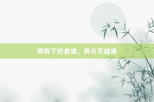 狗狗下奶食谱，养分又健康